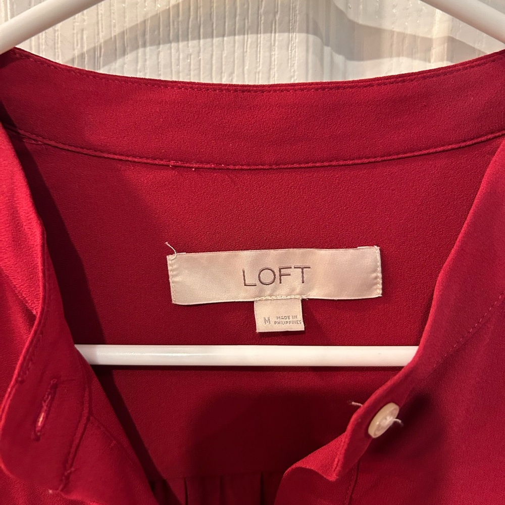 LOFT Ruby Red Button-Down Blouse - image 2